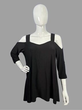 Sympli Black Cold-Shoulder Top